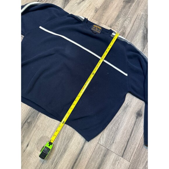 Woolrich Mens XL Navy Wool Sweater With White Stripe Accents - Picture 4 of 5